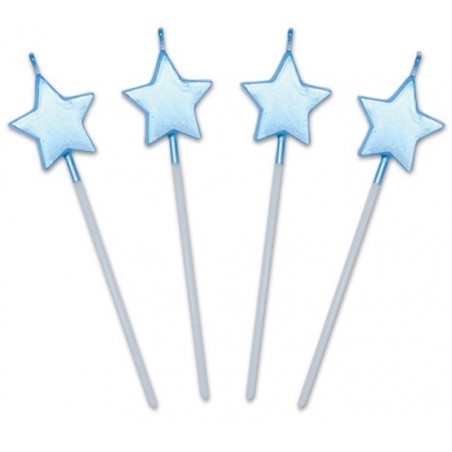 Candelina Picks Stella Celeste Perlato 4pz Candeline Sagomate Fantasia