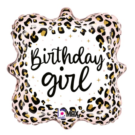 Palloncino in Foil 18" Leopardato "Birthday Girl" Happy Birthday Grabo