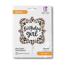 Palloncino in Foil 18" Leopardato "Birthday Girl" Happy Birthday Grabo