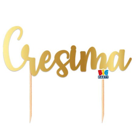Cake Topper di Carta 15cm Oro Sagomato "Cresima" Santa Cresima