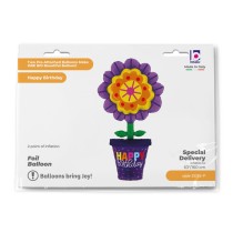 Palloncino in Foil 79" Air Filled H.Birthday Vaso "Bold Blooms" Happy Birthday Grabo