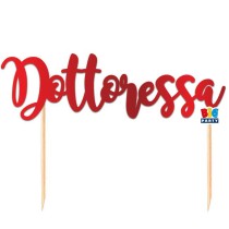 Cake Topper di Carta 14cm Rosso Metallizzato Sagomato "Dottoressa" Picks e Topper Eventi
