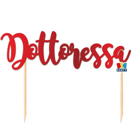 Cake Topper di Carta 14cm Rosso Metallizzato Sagomato "Dottoressa" Picks e Topper Eventi