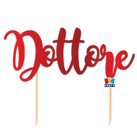 Cake Topper di Carta 14cm Rosso Metallizzato Sagomato "Dottore" Picks e Topper Eventi