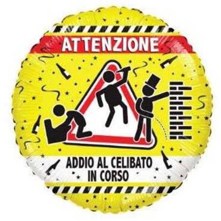 Palloncino in Foil 18" Giallo e Nero "Addio al Celibato" Messaggi Speciali