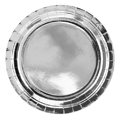 Piatto di Carta 23cm Argento Metallizzato "Silver Metal" 6pz Argento