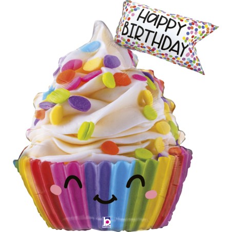 Palloncino in Foil 40" Super Shape Cupcake "Cute Cupcake Birthday" Happy Birthday Grabo