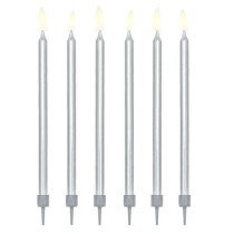 Candelina Stelo 14cm Argento Satinato 12pz Candeline Stelo