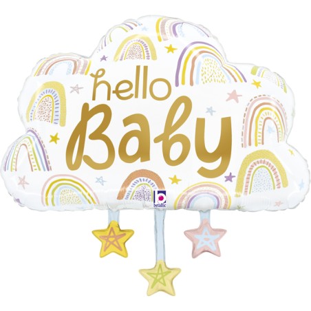 Palloncino in Foil 31" Super Shape Nuvoletta "Hello Baby Cloud" Nascita e Battesimo Grabo