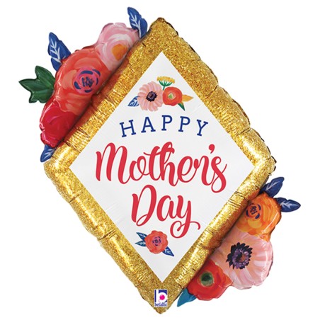 Palloncino in Foil 28" Super Shape Diamante "Mother's Day Floral Diamond" Giornate Speciali Grabo