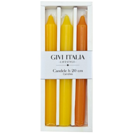 Candela Cilindrica 21cm Mix Giallo "Yellow Nuances" 3pz Candele Ornamentali