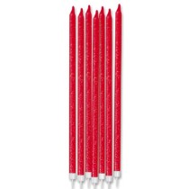 Candelina Stelo 15cm Rosso Glitter 12pz Candeline Stelo