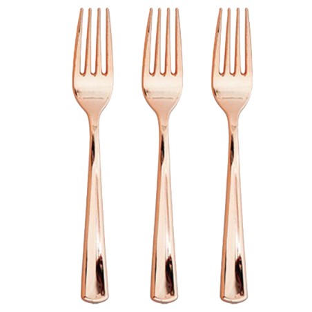 Forchette Riutilizzabili Rose Gold 24pz Posate Effetto Metal
