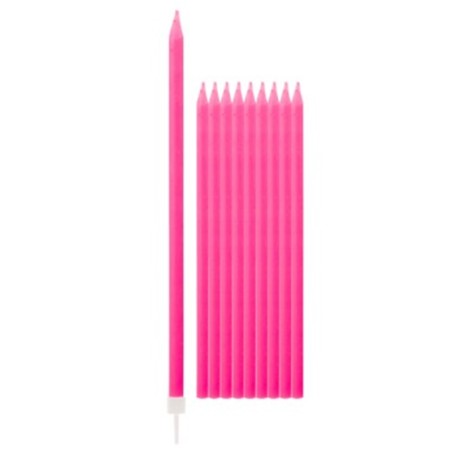 Candelina Stelo 15cm Rosa Fluo 12pz Candeline Stelo