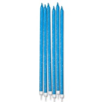 Candelina Stelo 15cm Celeste Glitter 12pz Candeline Stelo