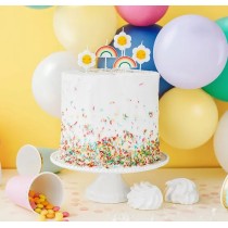 Candelina Picks Margherita e Arcobaleno "Birthday Daisy" 5pz Candeline Sagomate Fantasia