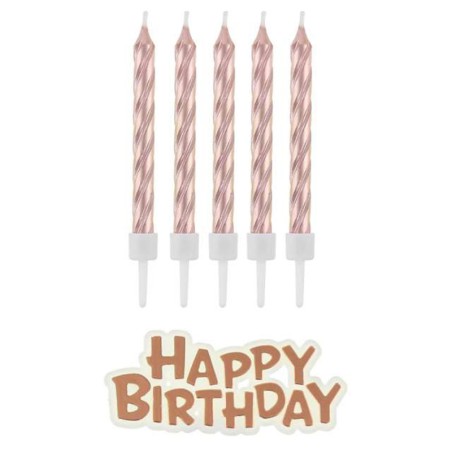 Candelina Happy Birthday Rose Gold 16pz Candeline Eventi