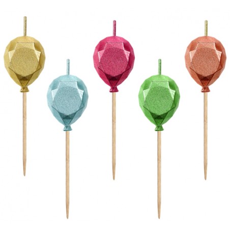 Candelina Picks Palloncino "Balloon" 5pz Candeline Sagomate Fantasia
