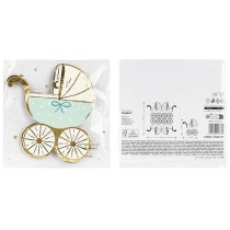 Tovagliolino di Carta 28x30cm sagomato Carrozzina Celeste "Baby Stroller" 20pz Tavola Gender Reveal Boy or Girl?