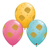 Palloncino in Lattice 11" Assortito con Stampa Conchiglie 5pz Mare, Sirene e Pirati