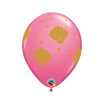 Palloncino in Lattice 11" Assortito con Stampa Conchiglie 5pz Mare, Sirene e Pirati