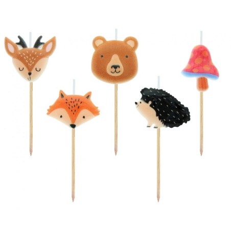 Candelina Picks Animali della Foresta "Forest Animals" 5pz Candeline Sagomate Fantasia