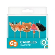Candelina Picks Animali della Foresta "Forest Animals" 5pz Candeline Sagomate Fantasia