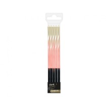 Candelina Stelo 15cm Swirl Ombre Rosa e Oro 5pz Candeline Stelo