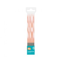 Candelina Stelo 15cm Ombre Bianco e Cipria 6pz Candeline Stelo