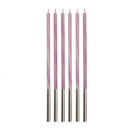 Candelina Stelo 15cm Ombre Bianco e Lilla 6pz Candeline Stelo