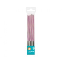 Candelina Stelo 15cm Ombre Bianco e Lilla 6pz Candeline Stelo