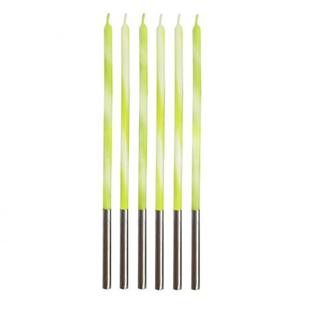 Candelina Stelo 15cm Ombre Bianco e Verde Lime 6pz Candeline Stelo