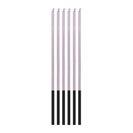 Candelina Stelo 15cm Quadrata Lilla Metallizzato 6pz Candeline Stelo