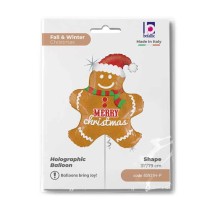 Palloncino in Foil 31" Super Shape Omino Pan di Zenzero "Gingerbread" Natale e Capodanno Grabo