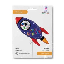 Palloncino in Foil 40" Super Shape Happy Birthday Razzo "Birthday Rocket" Happy Birthday Grabo