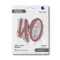 Palloncino in Foil 43" Super Shape Marmorizzato Numero 40 "Marble Rose Gold" Marble Grabo