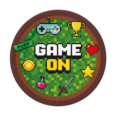 Piatto di Carta 18cm con Videogiochi "Game On" 6pz Game On
