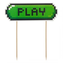 Cake Topper decorato con Scritta "Play" 15cm Addobbi e Accessori Videogiochi