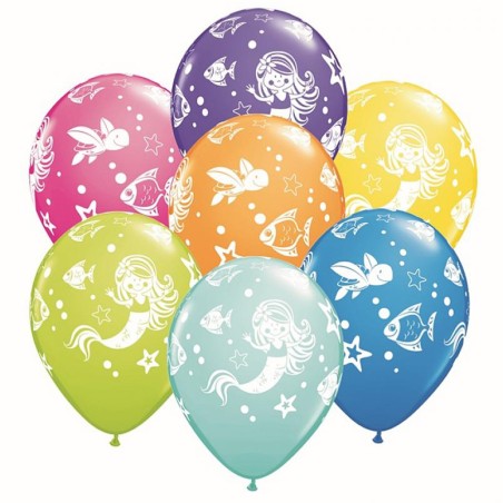 Palloncino in Lattice 11" Assortito Tema Mare 5pz Mare, Sirene e Pirati