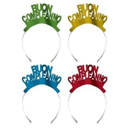 Cerchietto per Capelli Buon Compleanno Assortito 4pz Cerchietti e Tiare