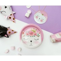 Piatto di Carta 18cm Gatto con Corona "Cat Crown" 6pz Festa Tema Gatto "Cat"