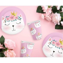 Piatto di Carta 18cm Gatto con Corona "Cat Crown" 6pz Festa Tema Gatto "Cat"