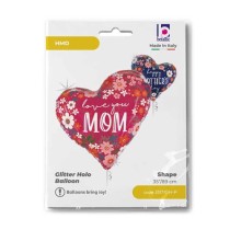 Palloncino in Foil 35" Super Shape Cuore "Mother's day Floral Heart" Giornate Speciali Grabo