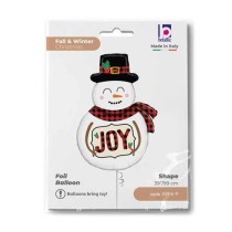 Palloncino in Foil 39" Super Shape Pupazzo di Neve "Plaid Snowman" Natale e Capodanno Grabo