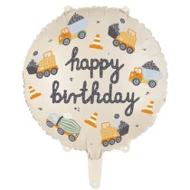Palloncino in Foil 18" Happy Birthday Costruzioni Stradali Festa Tema Costruzioni Stradali