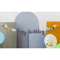Festone Happy Birthday Costruzioni Stradali 2mt Festa Tema Costruzioni Stradali