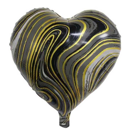 Palloncino in Foil 18" Cuore Marmorizzato Nero Marmorizzati "Marblez"