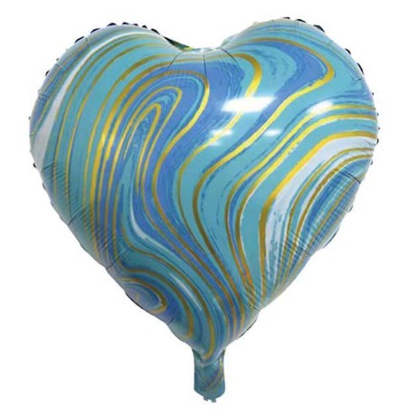 Palloncino in Foil 18" Cuore Marmorizzato Celeste Marmorizzati "Marblez"