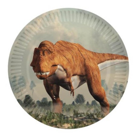 Piatto di Carta 23cm con Dinosauro "Dinosaurios" 8pz Dinosauro "Dinosaurios"