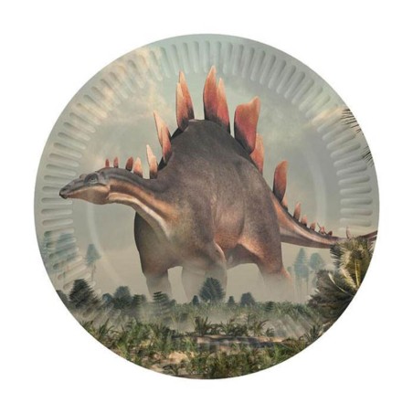 Piatto di Carta 18cm con Dinosauro "Dinosaurios" 8pz Dinosauro "Dinosaurios"